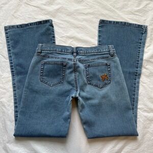 vintage y2k roxy light wash bootcut jeans with cutes roxy butterfly logo!